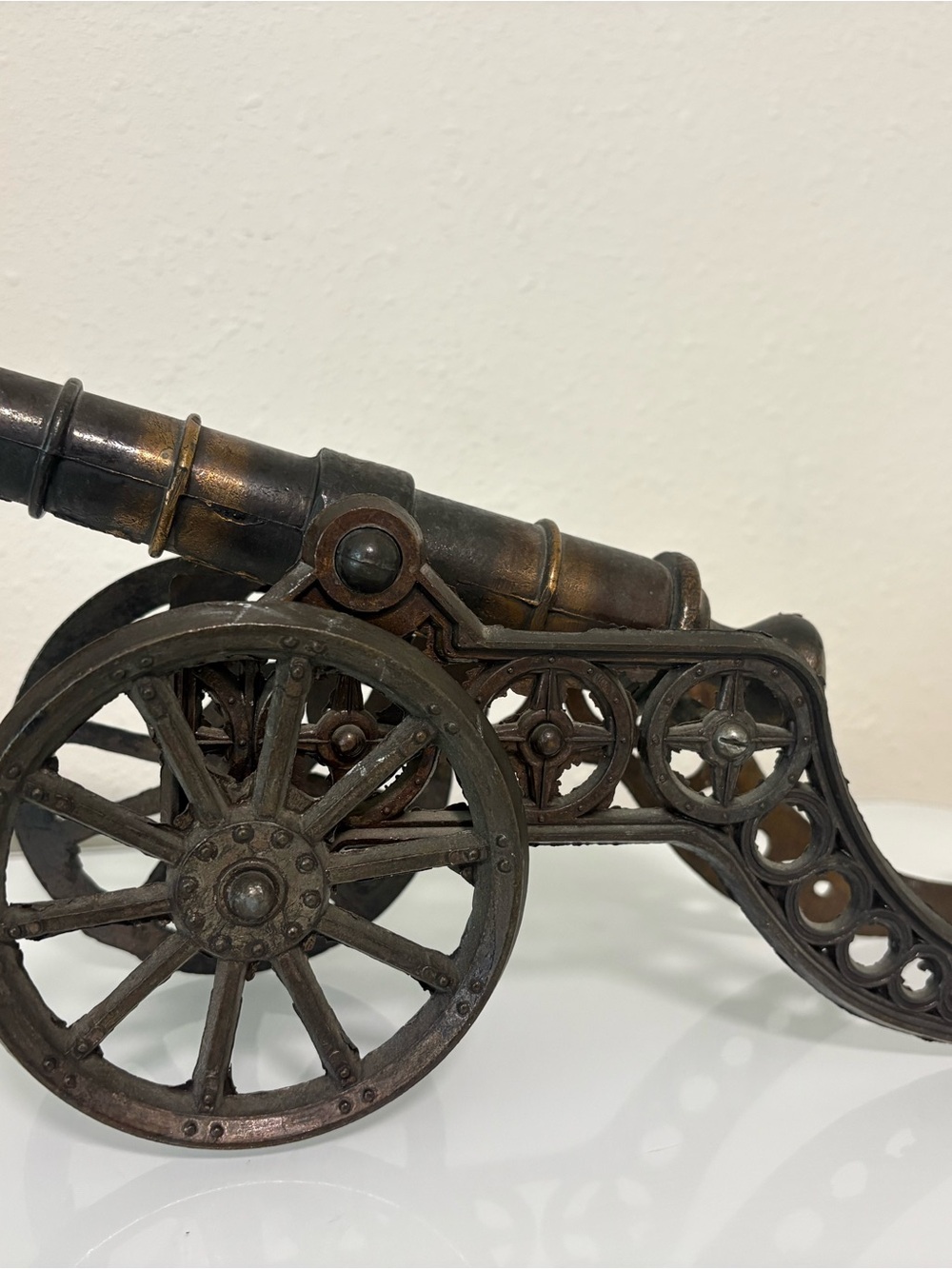 Antique Bronze and Dark Brown Decorative Cannon Sculpture